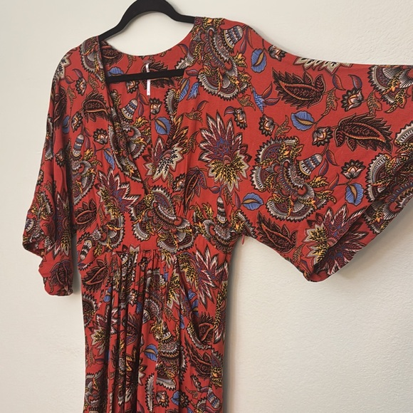 Free people size 10 kimono dress floral paisley - Picture 4 of 13